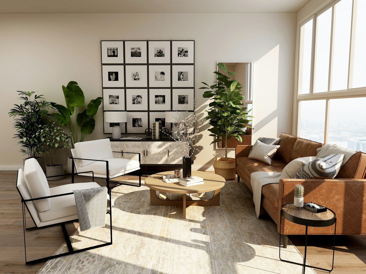 Illustrative bright living space